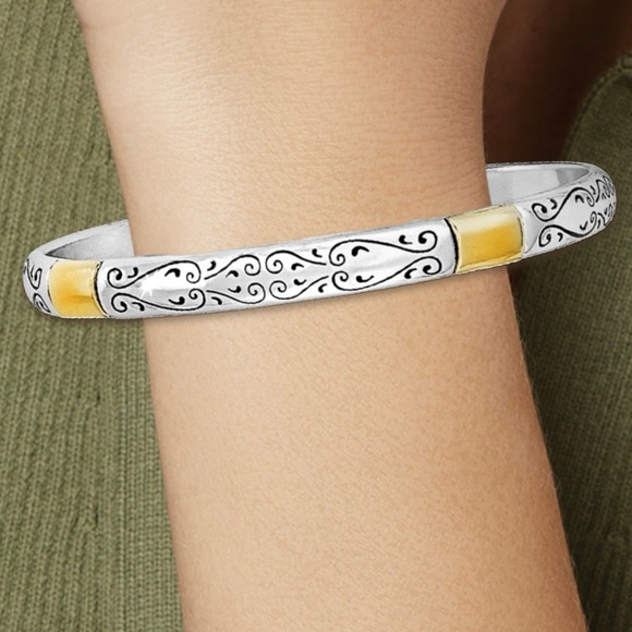 Brighton Venezia 2 tone etched bangle bracelet - Picture 2 of 8